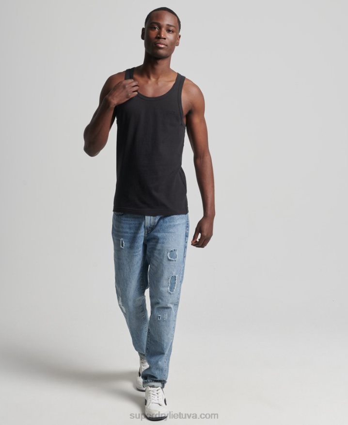 Superdry Organic Cotton Vintage Logo Vest Top Black Men