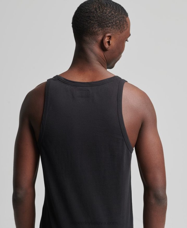 Superdry Organic Cotton Vintage Logo Vest Top Black Men