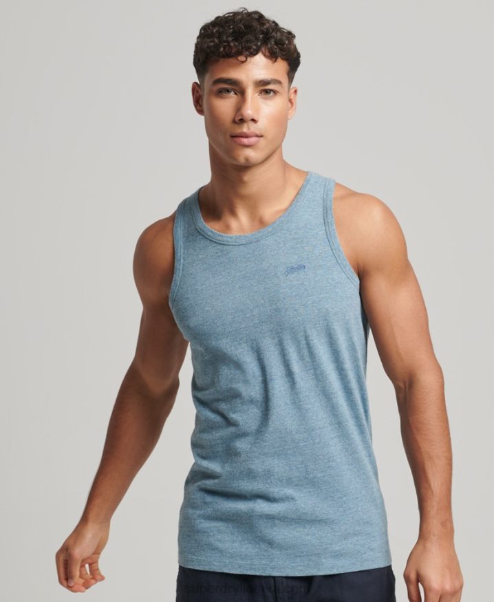 Superdry Organic Cotton Vintage Logo Vest Top Blue Men