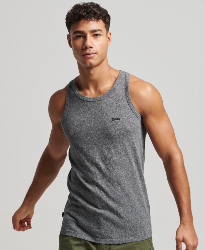 Superdry Organic Cotton Vintage Logo Vest Top Dark Grey Men