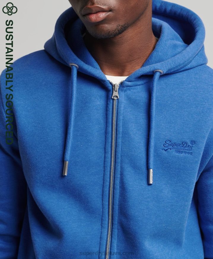 Superdry Organic Cotton Vintage Logo Zip Hoodie Blue Men