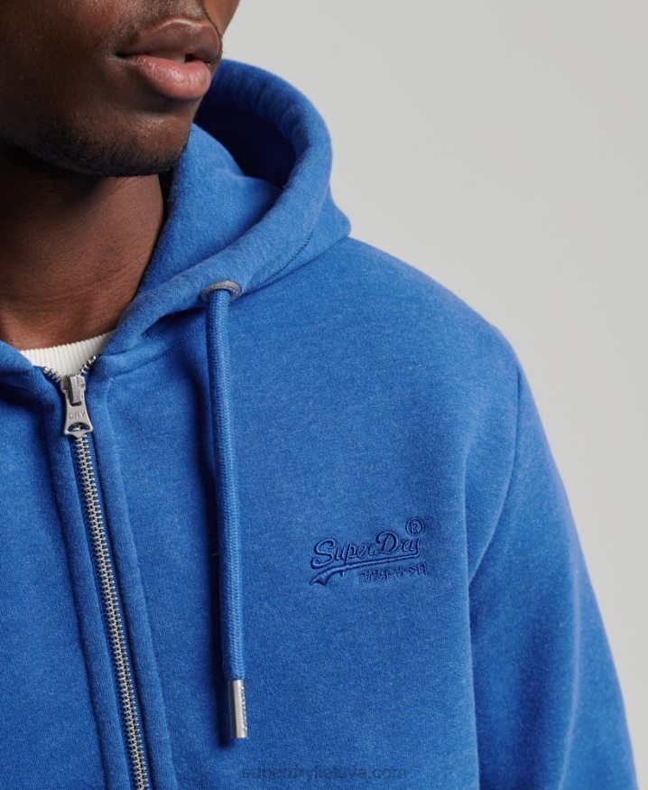 Superdry Organic Cotton Vintage Logo Zip Hoodie Blue Men