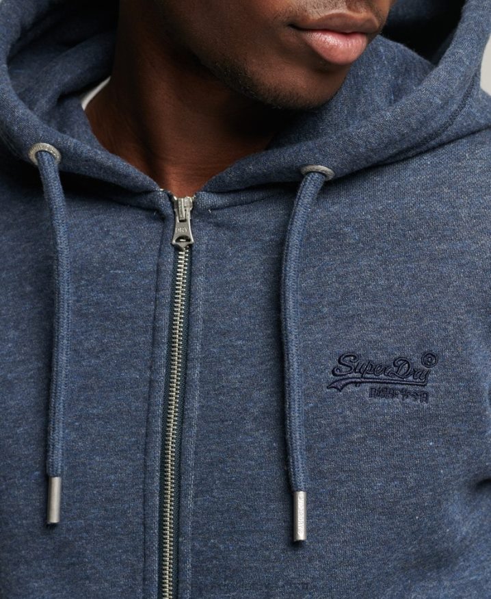 Superdry Organic Cotton Vintage Logo Zip Hoodie Navy Men