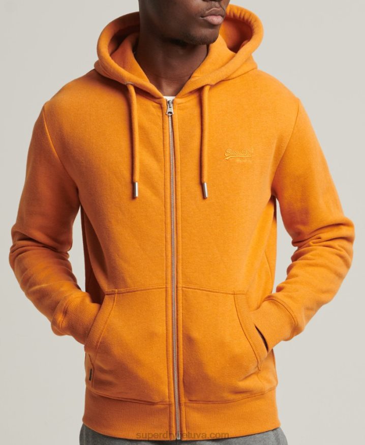 Superdry Organic Cotton Vintage Logo Zip Hoodie Yellow Men