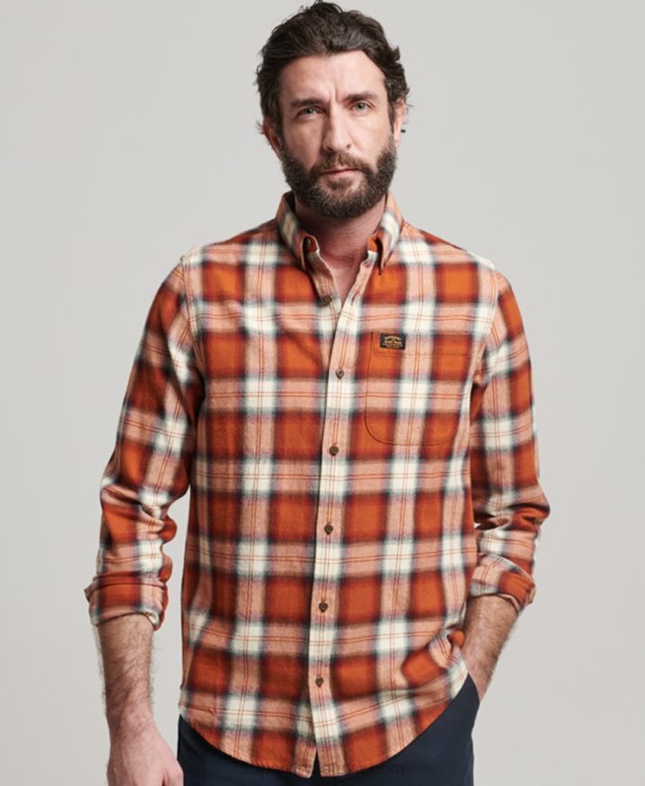 Superdry Organic Cotton Vintage Lumberjack Shirt Orange Men