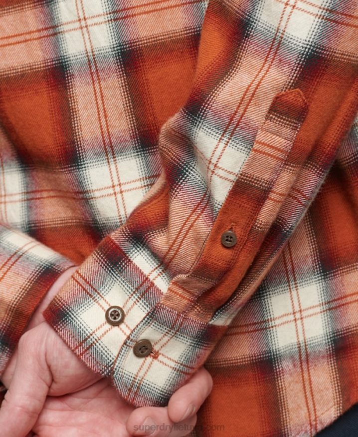 Superdry Organic Cotton Vintage Lumberjack Shirt Orange Men