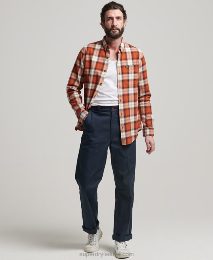 Superdry Organic Cotton Vintage Lumberjack Shirt Orange Men