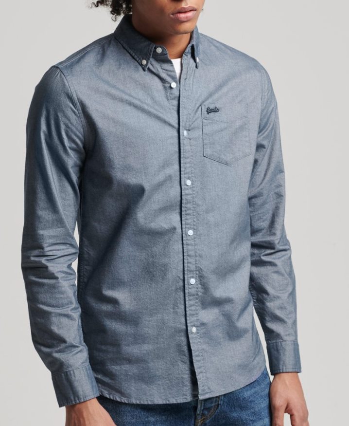 Superdry Organic Cotton Vintage Oxford Shirt Navy Men