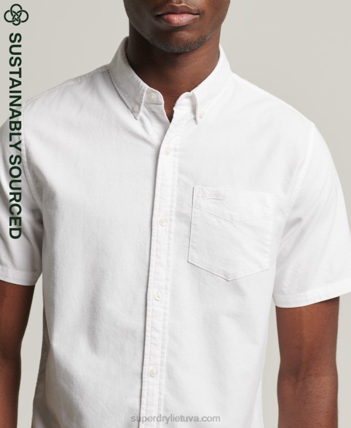 Superdry Organic Cotton Vintage Oxford Short Sleeve Shirt White Men