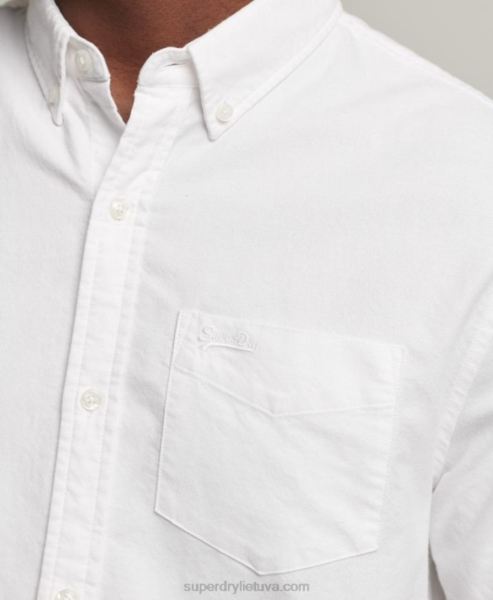 Superdry Organic Cotton Vintage Oxford Short Sleeve Shirt White Men