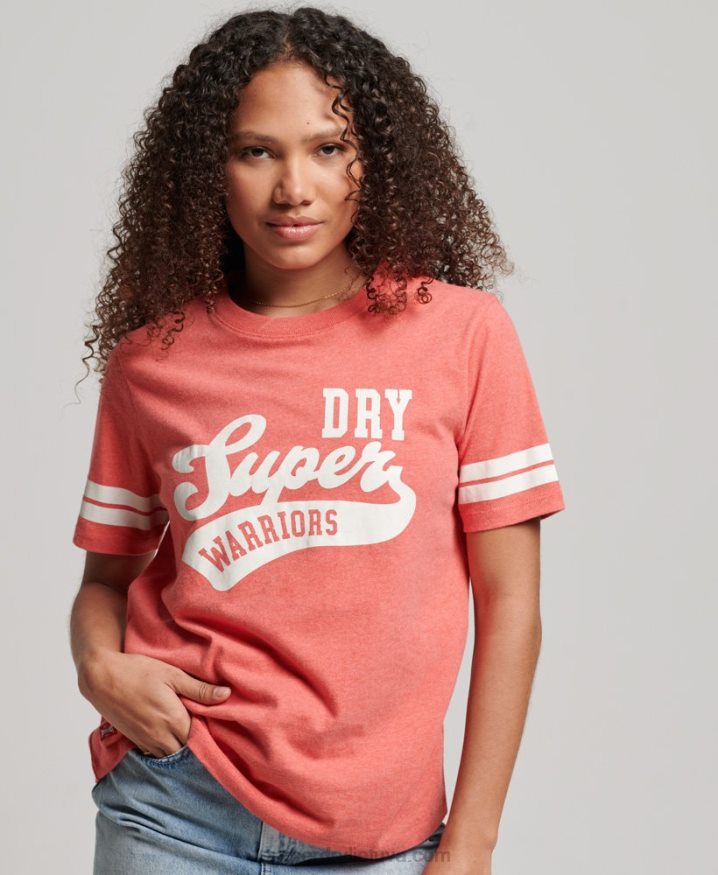 Superdry Organic Cotton Vintage Scripted Collegiate T-Shirt Coral Women