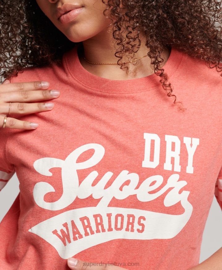 Superdry Organic Cotton Vintage Scripted Collegiate T-Shirt Coral Women