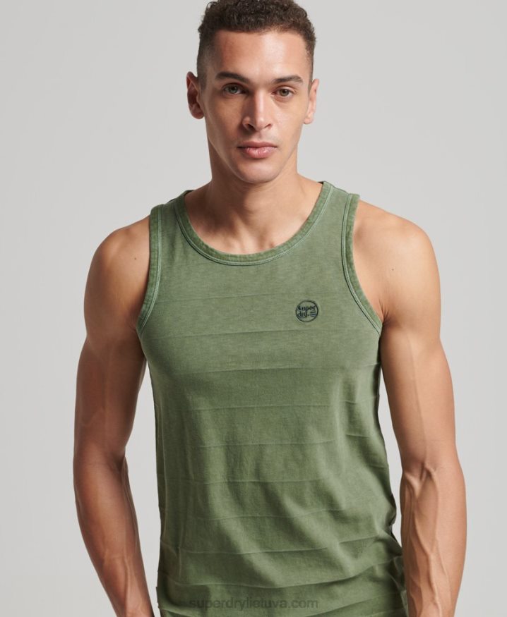 Superdry Organic Cotton Vintage Texture Tank Top Khaki Men