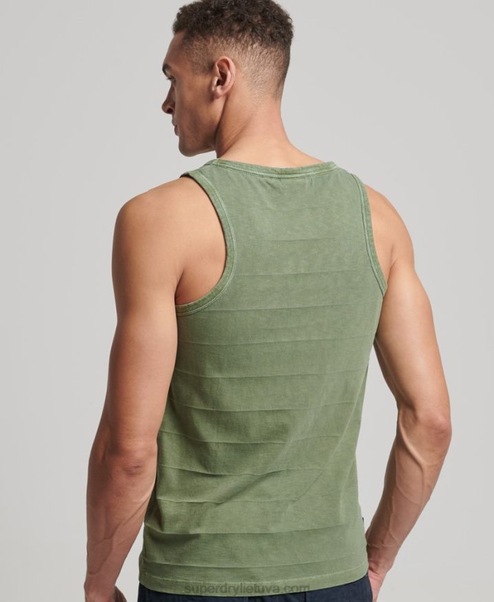 Superdry Organic Cotton Vintage Texture Tank Top Khaki Men