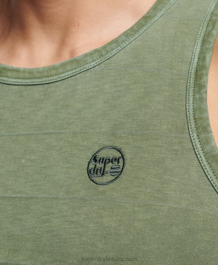 Superdry Organic Cotton Vintage Texture Tank Top Khaki Men