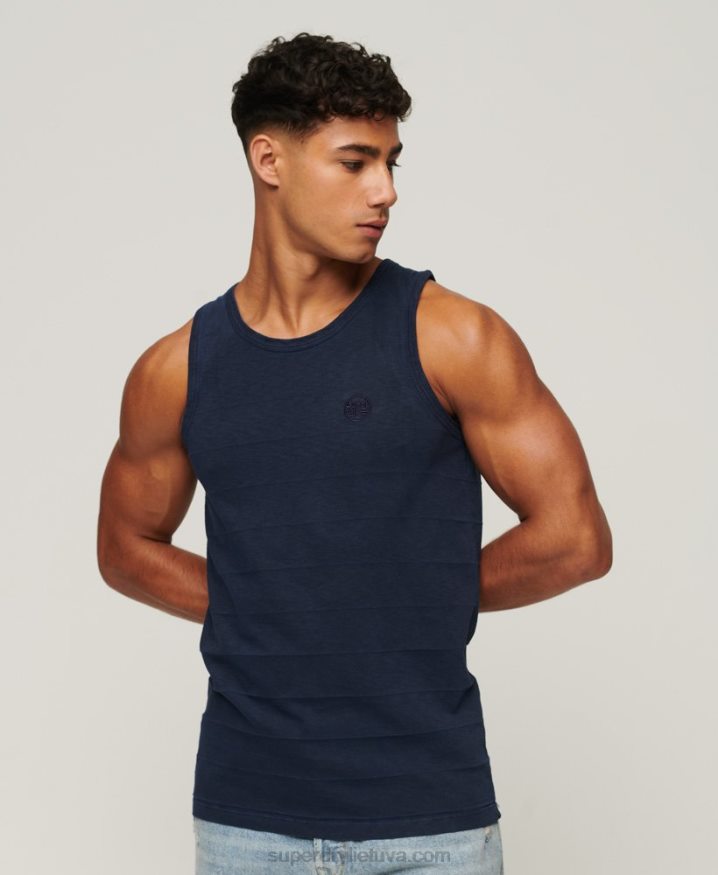 Superdry Organic Cotton Vintage Texture Tank Top Navy Men