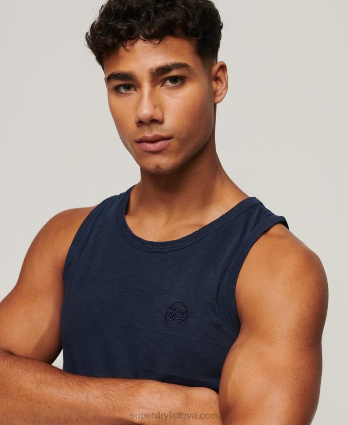 Superdry Organic Cotton Vintage Texture Tank Top Navy Men