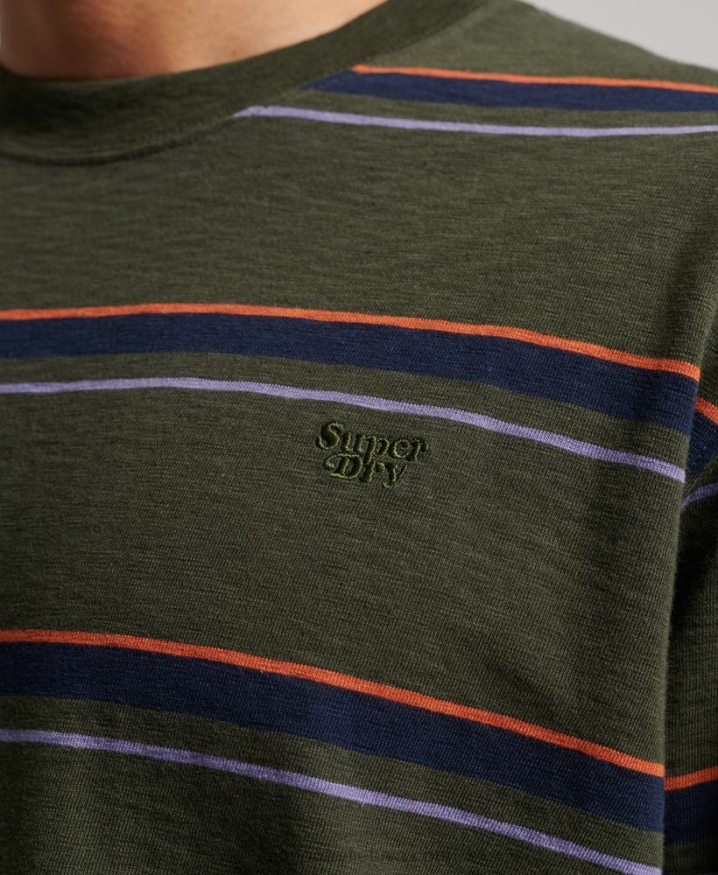 Superdry Organic Cotton Vintage Textured Stripe Top Green Men