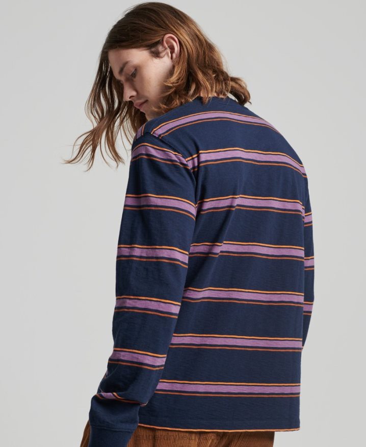 Superdry Organic Cotton Vintage Textured Stripe Top Navy Men