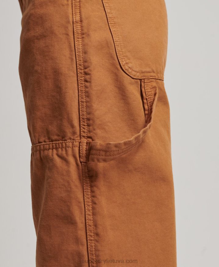 Superdry Organic Cotton Vintage Wide Carpenter Pants Brown Women