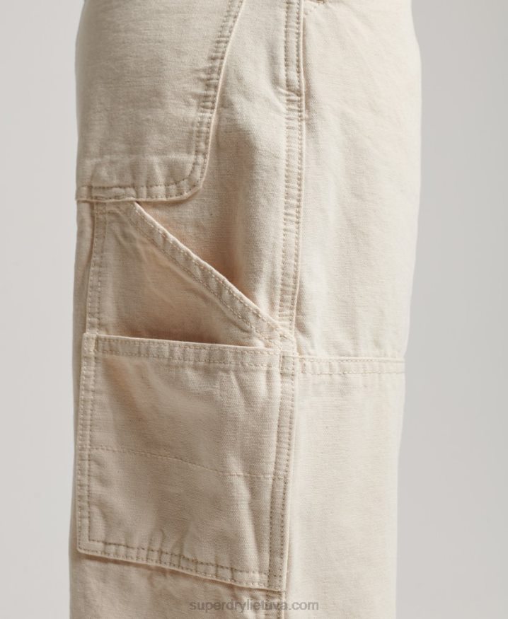 Superdry Organic Cotton Vintage Wide Carpenter Pants Cream Women