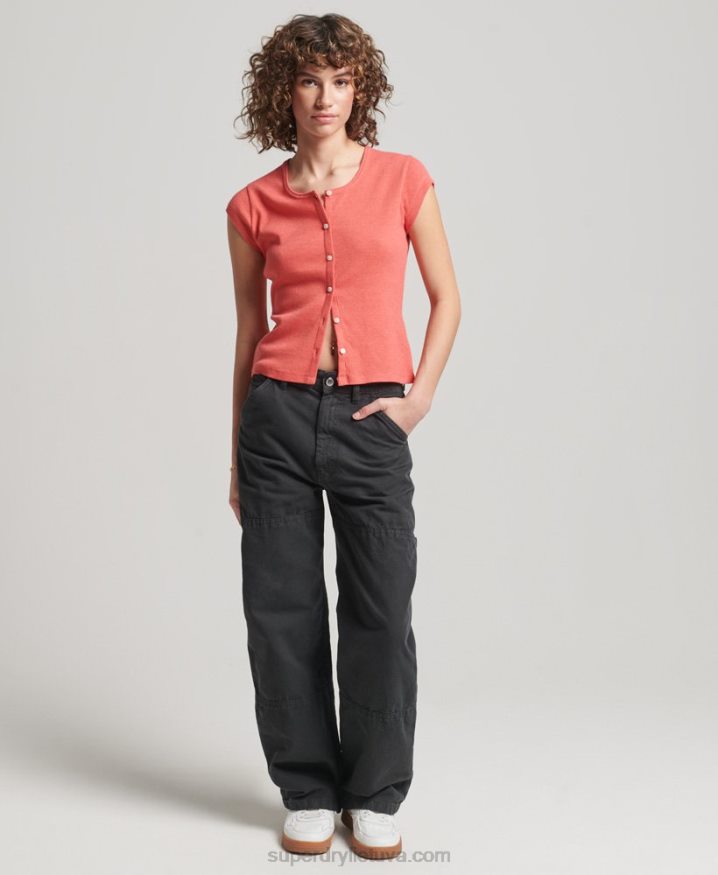 Superdry Organic Cotton Vintage Wide Carpenter Pants Dark Grey Women