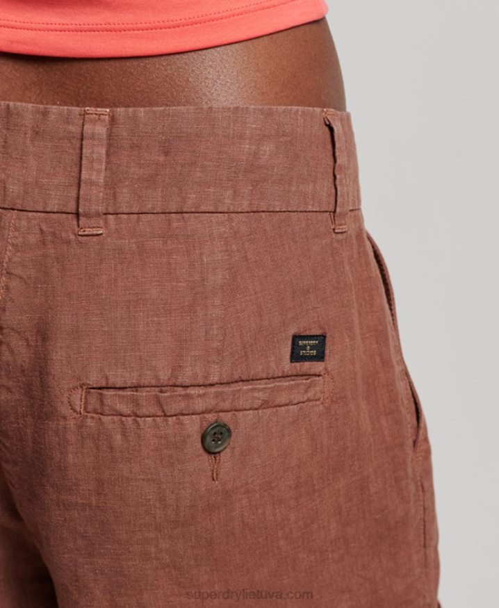 Superdry Overdyed Linen Shorts Brown Women