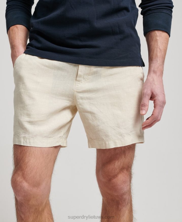 Superdry Overdyed Linen Shorts Cream Men