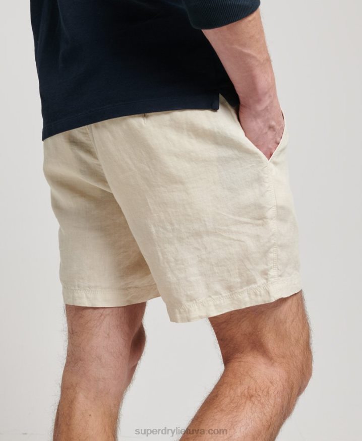 Superdry Overdyed Linen Shorts Cream Men