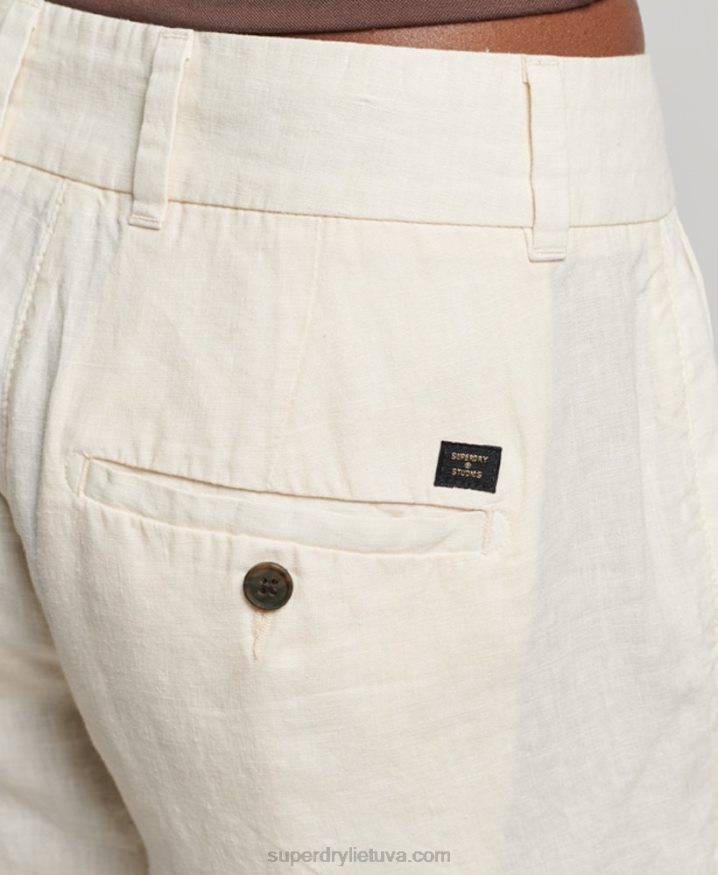 Superdry Overdyed Linen Shorts Cream Women