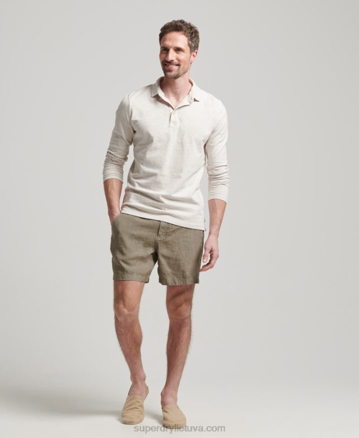 Superdry Overdyed Linen Shorts Khaki Men