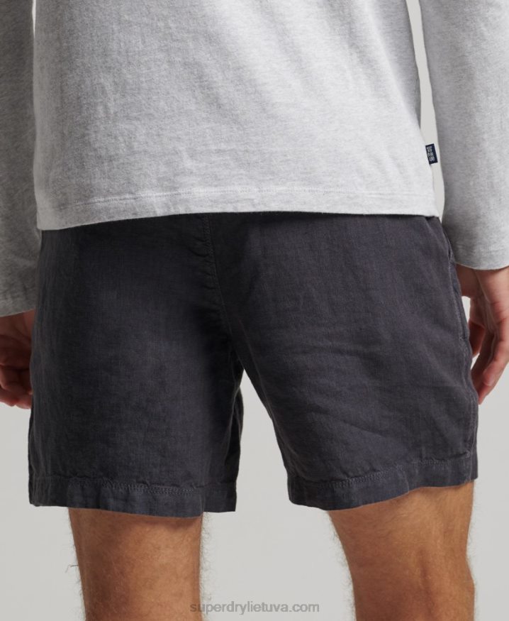 Superdry Overdyed Linen Shorts Navy Men