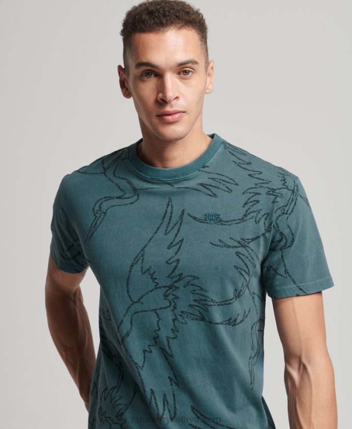 Superdry Overdyed Printed T-Shirt Blue Men