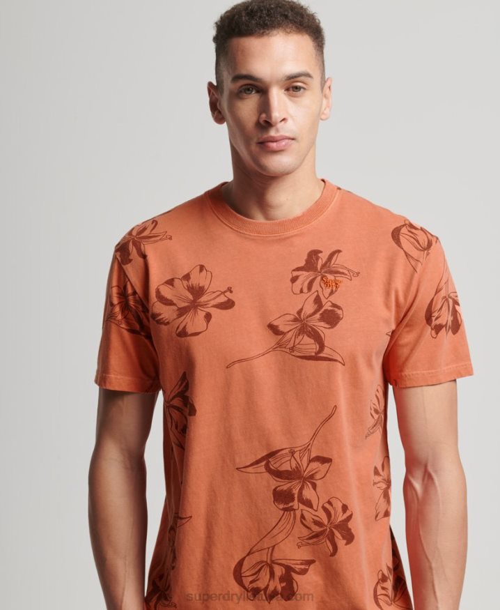 Superdry Overdyed Printed T-Shirt Orange Men