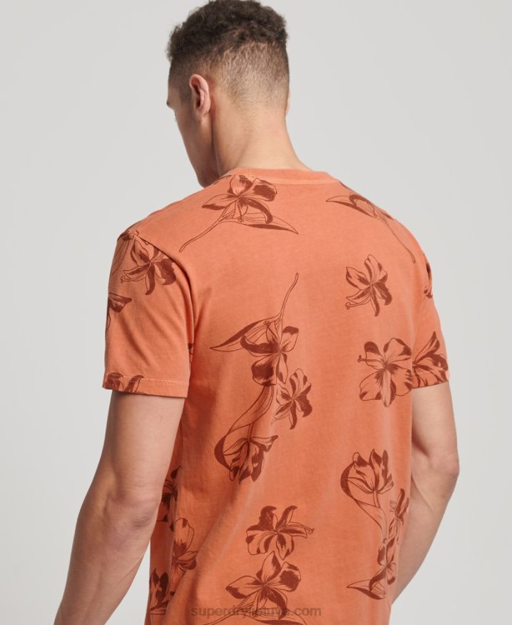 Superdry Overdyed Printed T-Shirt Orange Men