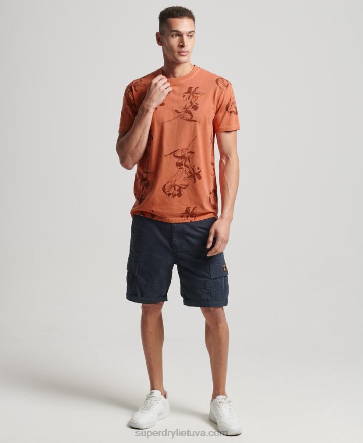 Superdry Overdyed Printed T-Shirt Orange Men