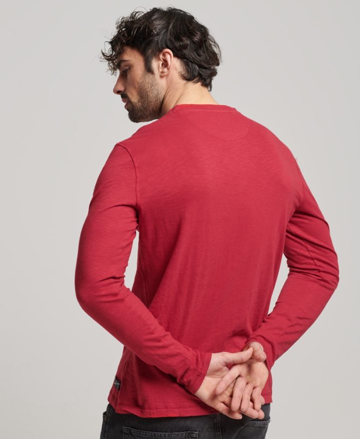 Superdry Overdyed Slub Long Sleeve Top Red Men