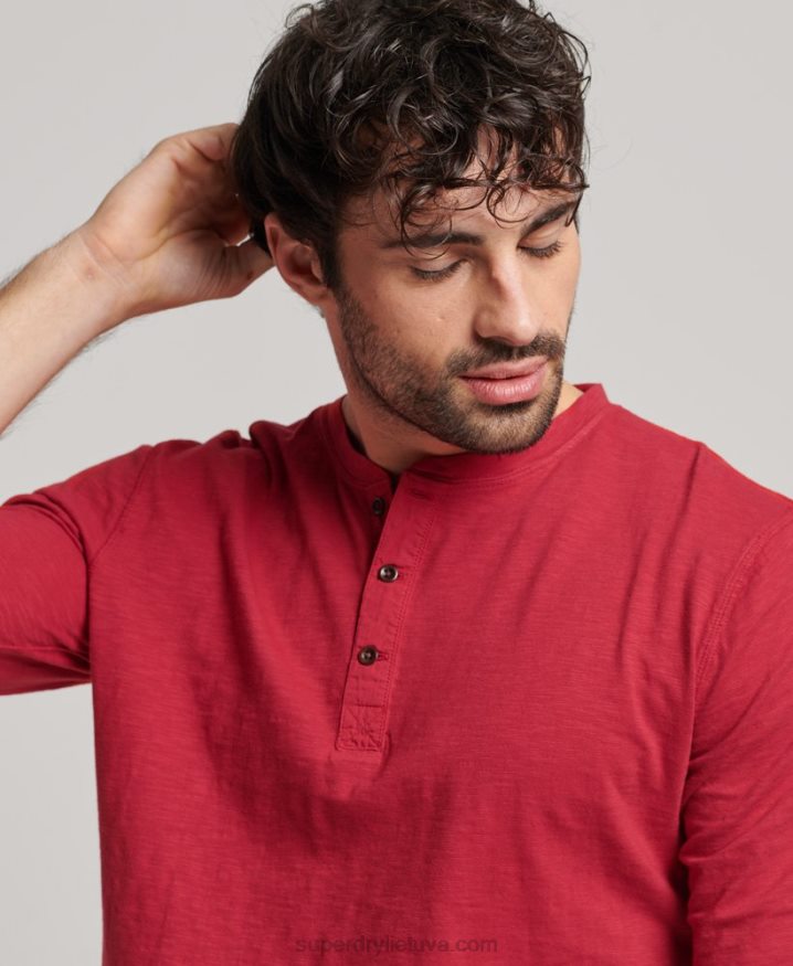 Superdry Overdyed Slub Long Sleeve Top Red Men