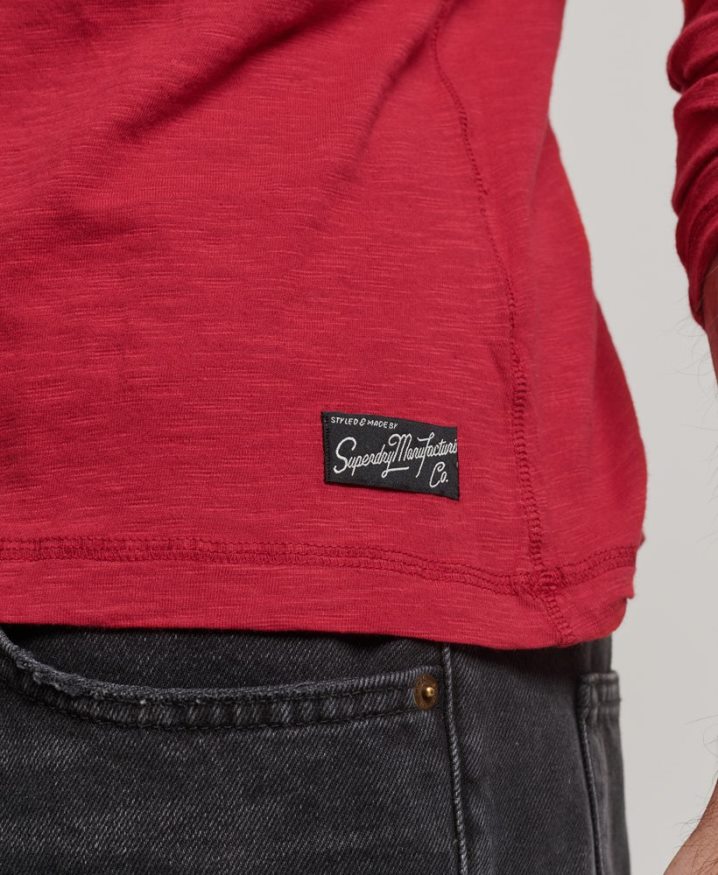 Superdry Overdyed Slub Long Sleeve Top Red Men