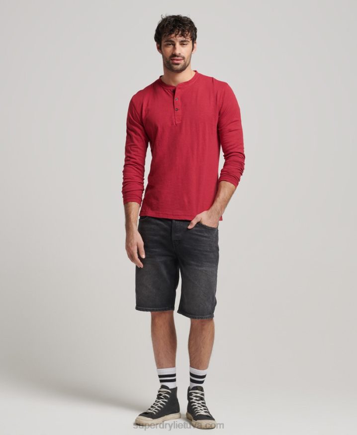 Superdry Overdyed Slub Long Sleeve Top Red Men