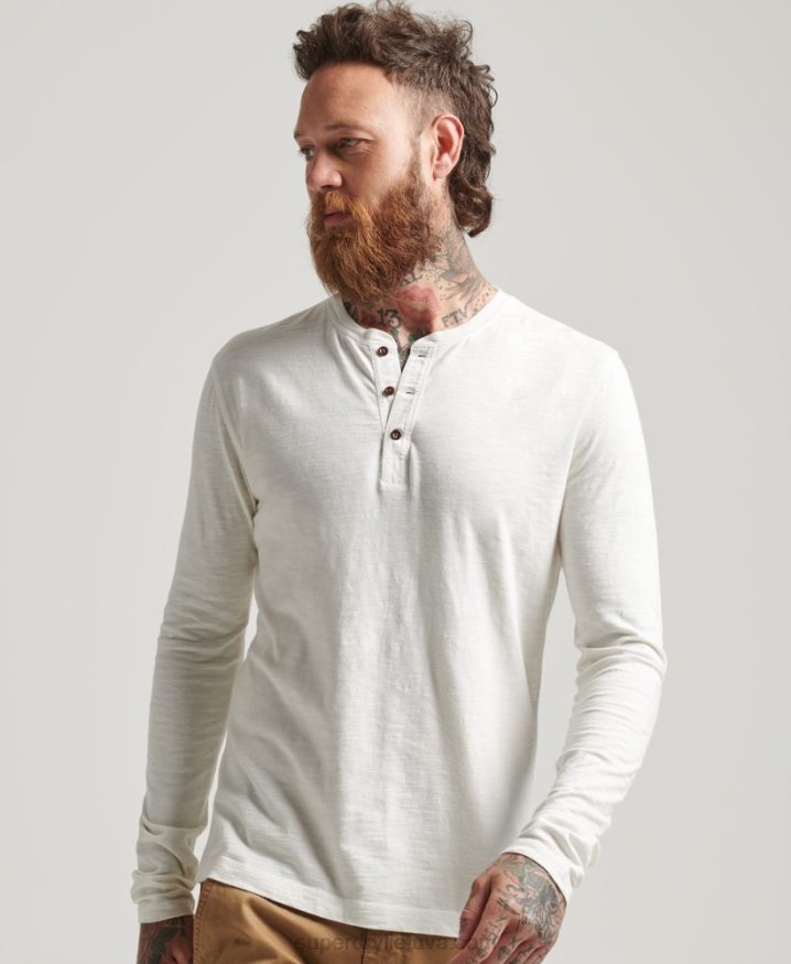 Superdry Overdyed Slub Long Sleeve Top White Men