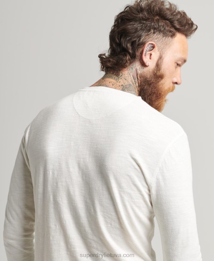 Superdry Overdyed Slub Long Sleeve Top White Men