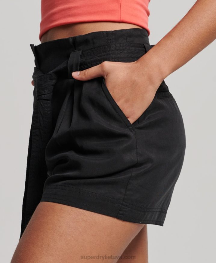 Superdry Paperbag Shorts Black Women