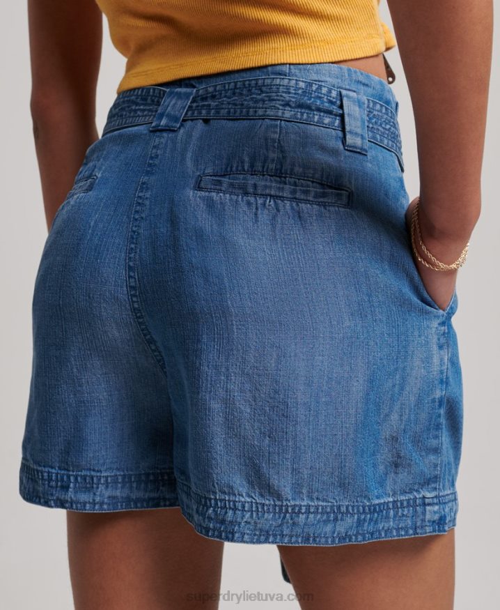 Superdry Paperbag Shorts Blue Women