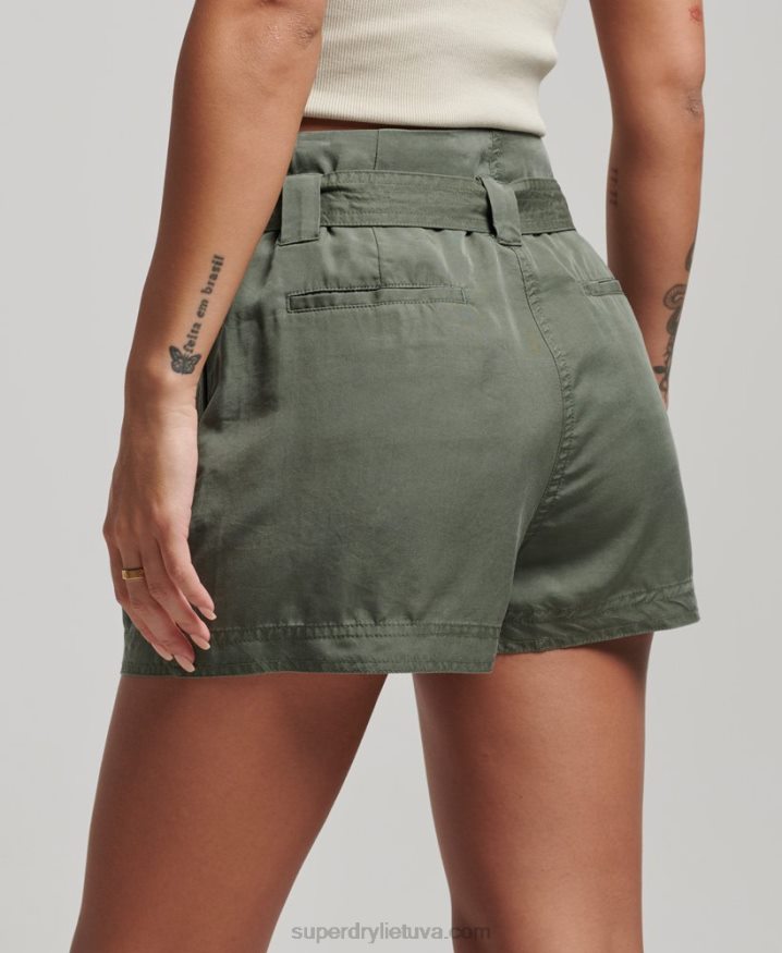 Superdry Paperbag Shorts Green Women