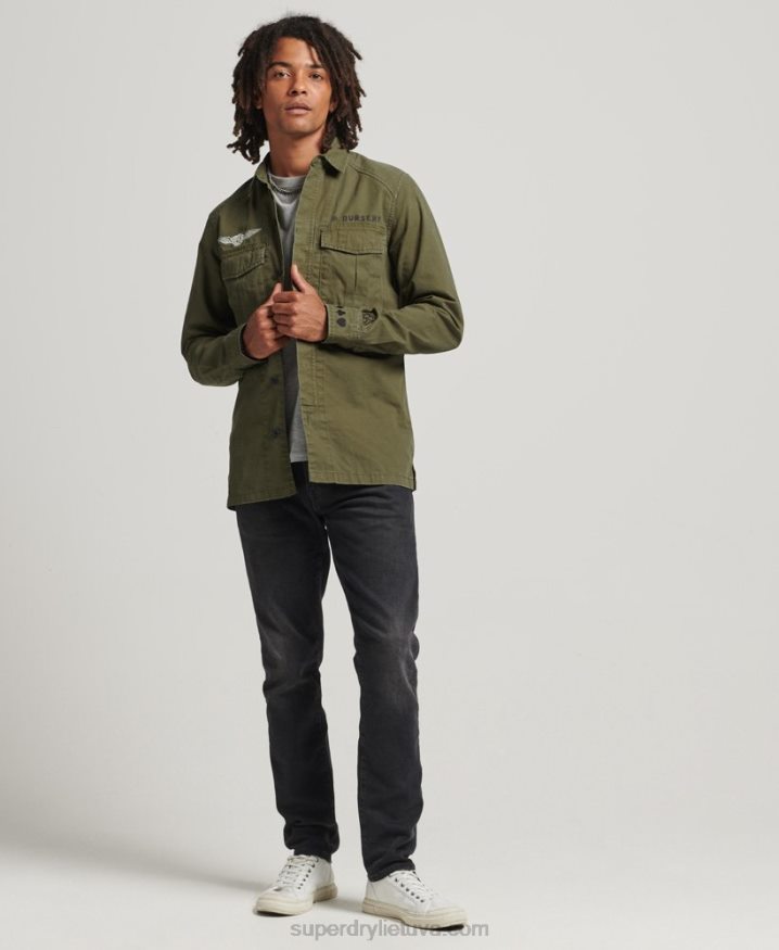 Superdry Patched Military Shirt Khaki Men