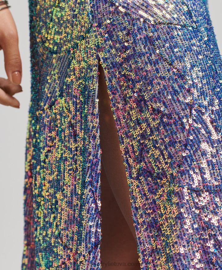 Superdry Plunge Sequin Midi Slip Dress Multi Women