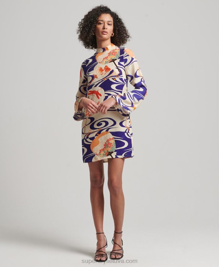 Superdry Printed Long Sleeve Mini Dress Multi Women