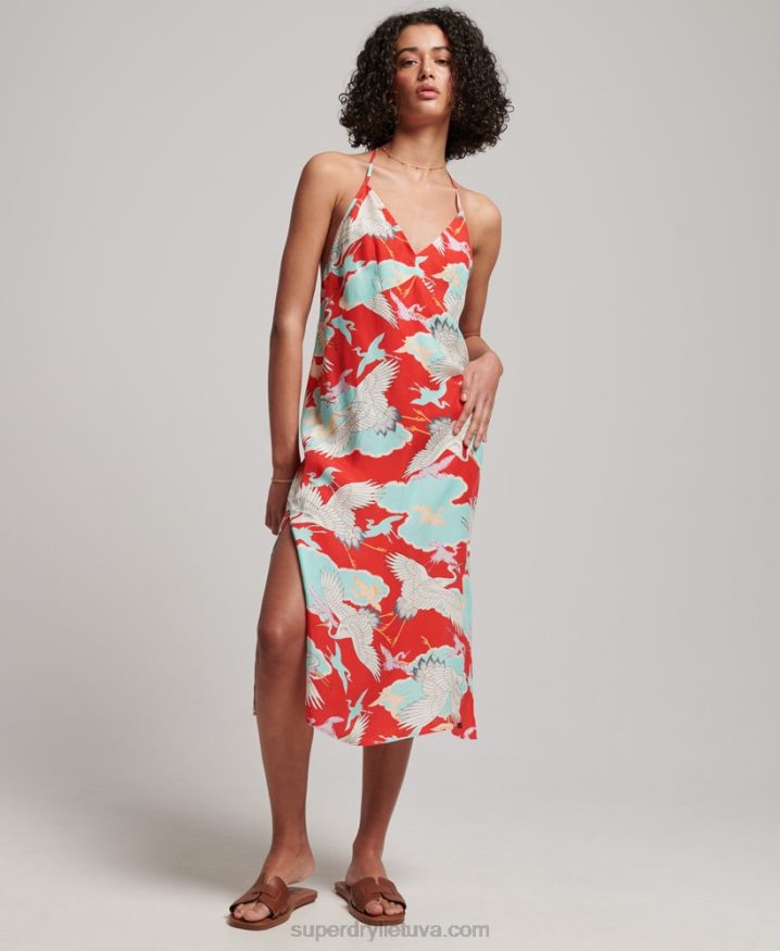 Superdry Printed Midi Slip Dress Red Women