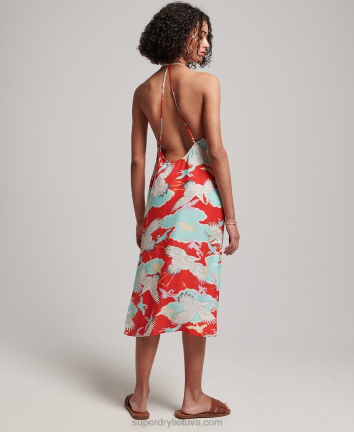 Superdry Printed Midi Slip Dress Red Women